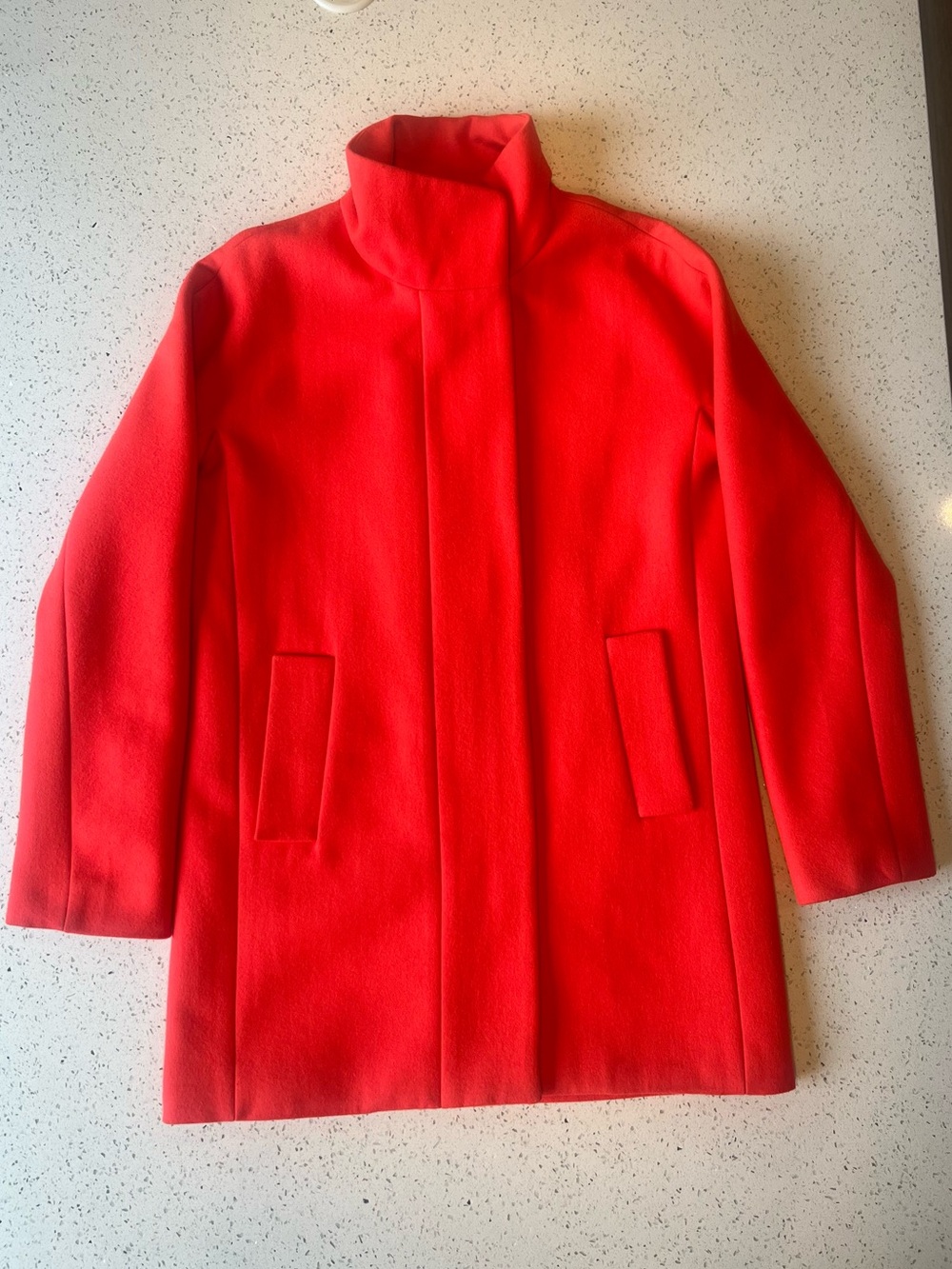 J. Crew Bright Red Wool Blend Funnel-Neck Coat
